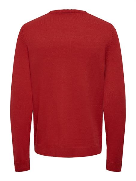 ONSXMAS REG 5 PLACEMENT CREW KNIT pompeian red1