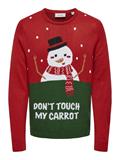ONSXMAS REG 5 PLACEMENT CREW KNIT pompeian red2
