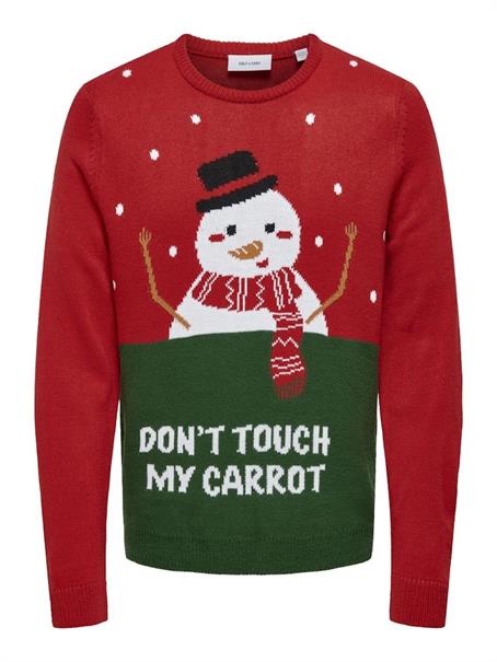 ONSXMAS REG 5 PLACEMENT CREW KNIT pompeian red2