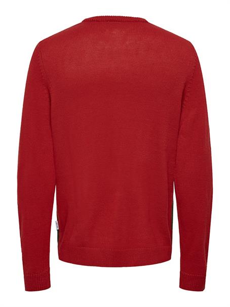 ONSXMAS REG 5 PLACEMENT CREW KNIT pompeian red2