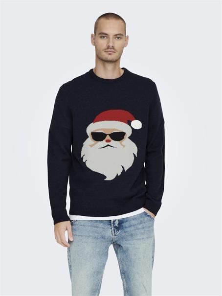 ONSXMAS REG FUNNY CREW KNIT dark navy