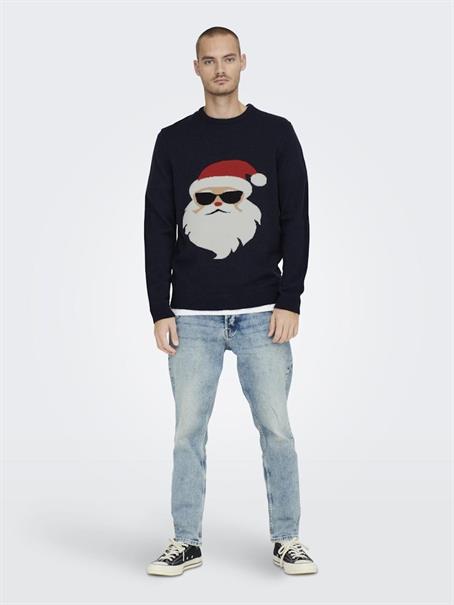 ONSXMAS REG FUNNY CREW KNIT dark navy