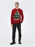 ONSXMAS REG FUNNY CREW KNIT pompeian red