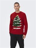 ONSXMAS REG FUNNY CREW KNIT pompeian red