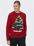 ONSXMAS REG FUNNY CREW KNIT pompeian red