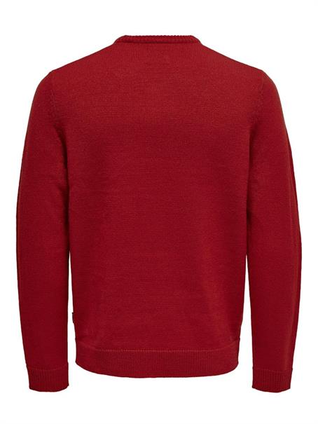ONSXMAS REG FUNNY CREW KNIT pompeian red