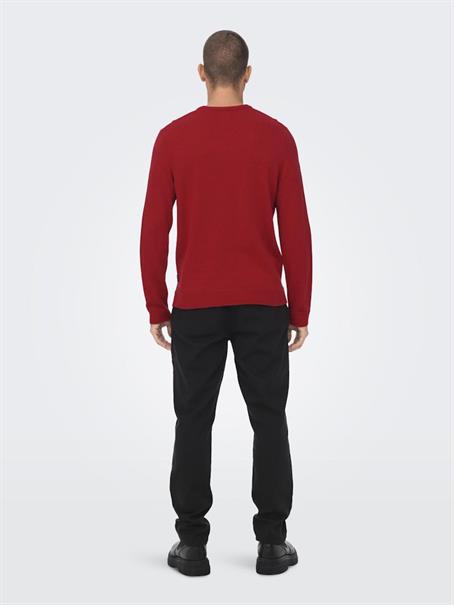ONSXMAS REG FUNNY CREW KNIT pompeian red