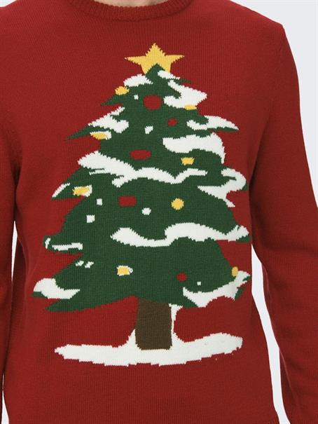 ONSXMAS REG FUNNY CREW KNIT pompeian red