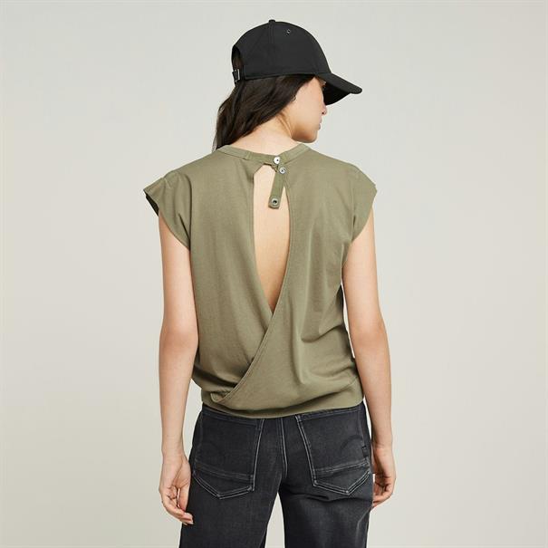 Open back loose sleeveless top wmn ensis green
