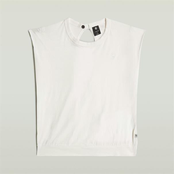 Open back loose sleeveless top wmn lt chalk