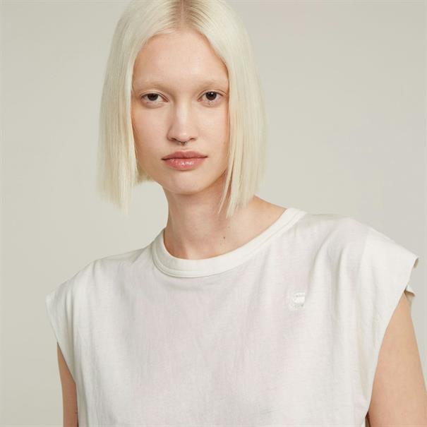 Open back loose sleeveless top wmn lt chalk