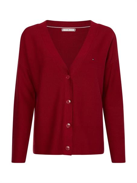 ORG CO TEXTURE V-NK CARDIGAN raspberry juice