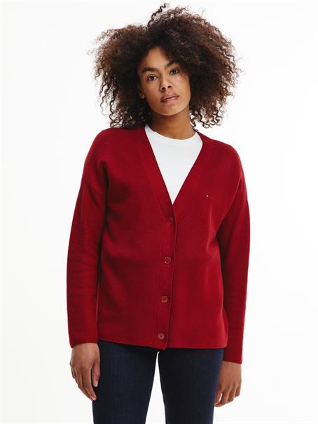 ORG CO TEXTURE V-NK CARDIGAN raspberry juice