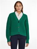 ORG COTTON BUTTON V-NK CARDIGAN courtside green