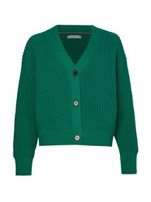 ORG COTTON BUTTON V-NK CARDIGAN courtside green