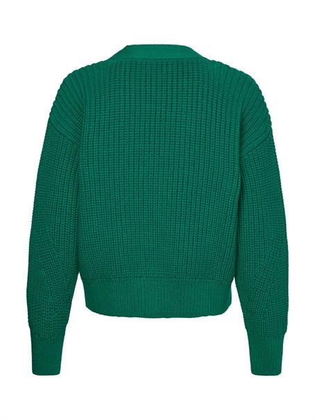 ORG COTTON BUTTON V-NK CARDIGAN courtside green