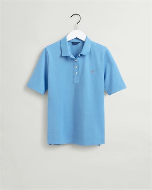 Original Piqué Poloshirt mit längerem Arm silver lake blue