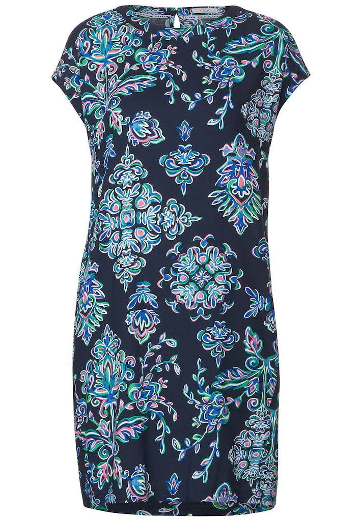 Cecil Damen Kleid Ornament Print Kleid deep blue bequem online kaufen bei