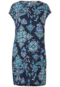 Ornament Print Kleid deep blue