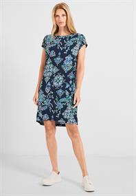 Ornament Print Kleid deep blue