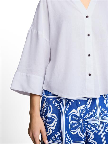 Oversize Bluse mit Leinenanteil white