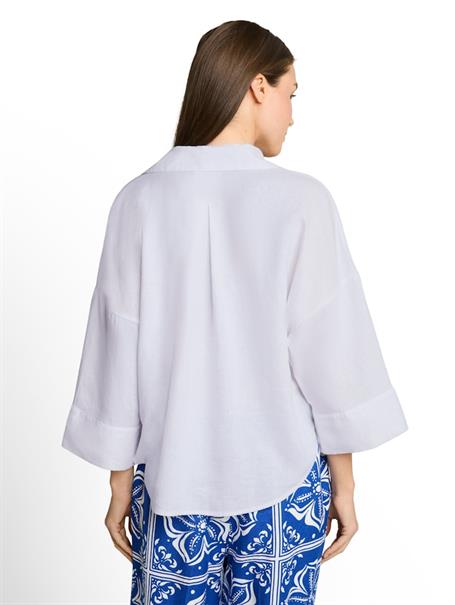 Oversize Bluse mit Leinenanteil white