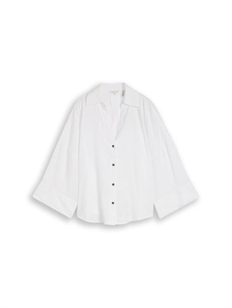 Oversize Bluse mit Leinenanteil white