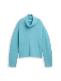 Oversize Rollkragenpullover tropical teal melange
