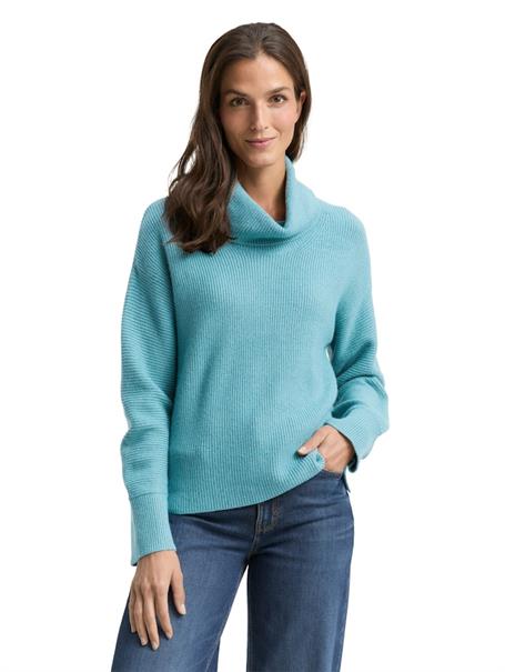 Oversize Rollkragenpullover tropical teal melange