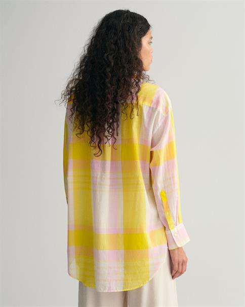 Oversized Madras Bluse canary yellow