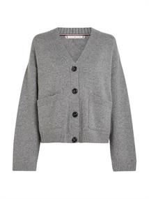 OVERSIZED V-NK CARDIGAN med heather grey