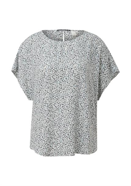 Oversized Viskose-Bluse mit verlängertem Rückenteil grau