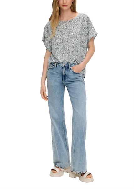 Oversized Viskose-Bluse mit verlängertem Rückenteil grau