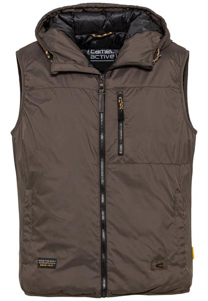 Packable Outdoor Weste mit Kapuze dark brown