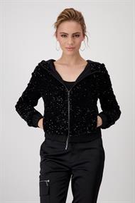 Pailletten-Blousonjacke schwarz