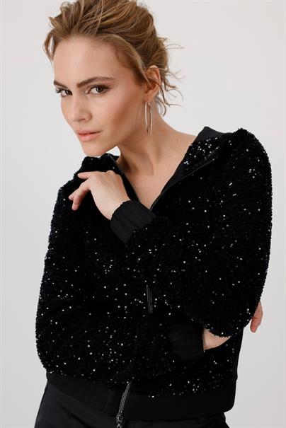 Pailletten-Blousonjacke schwarz