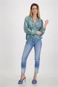 Paisley Muster Bluse mit Gummizug fresh mint gemustert