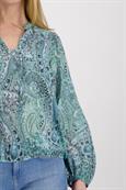 Paisley Muster Bluse mit Gummizug fresh mint gemustert