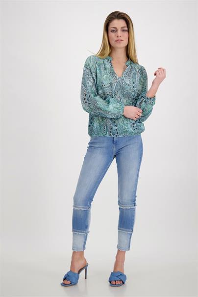 Paisley Muster Bluse mit Gummizug fresh mint gemustert