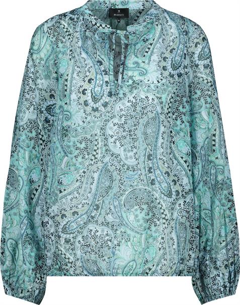Paisley Muster Bluse mit Gummizug fresh mint gemustert