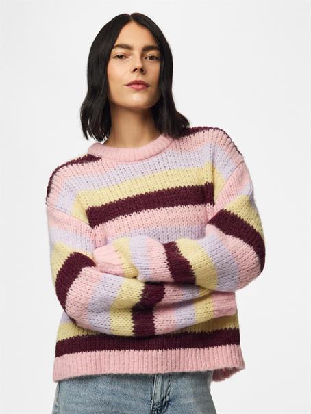 PCDORTHEA LS CHUNKY KNIT NOOS BC roseate spoonbill