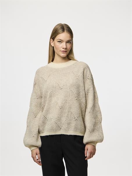 PCJENNA LS O-NECK KNIT NOOS BC whitecap gray2