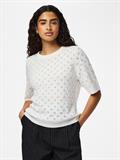 PCLELOU SS O-NECK KNIT NOOS BC cloud dancer
