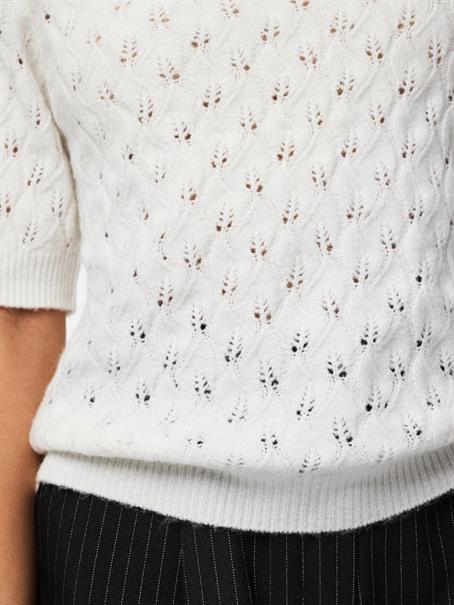 PCLELOU SS O-NECK KNIT NOOS BC cloud dancer