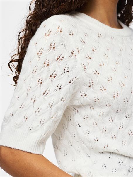 PCLELOU SS O-NECK KNIT NOOS BC cloud dancer