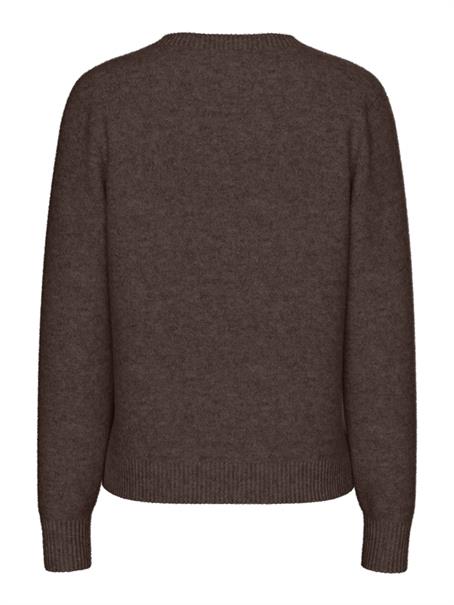 PCMALOU LS KNIT CARDIGAN NOOS BC hot fudge