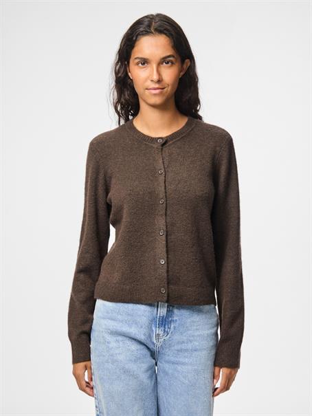 PCMALOU LS KNIT CARDIGAN NOOS BC hot fudge