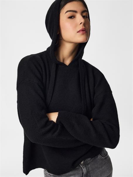PCMALOU LS KNIT HOODIE NOOS BC black