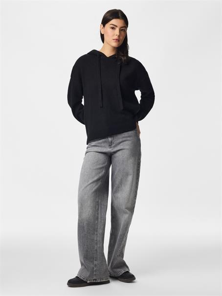 PCMALOU LS KNIT HOODIE NOOS BC black