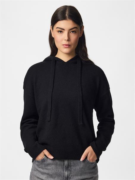 PCMALOU LS KNIT HOODIE NOOS BC black